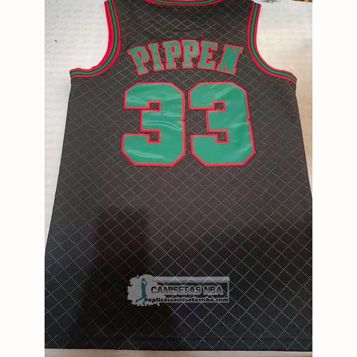 Camiseta Chicago Bulls Scottie Pippen NO 33 Mitchell & Ness 1997-98 Negro